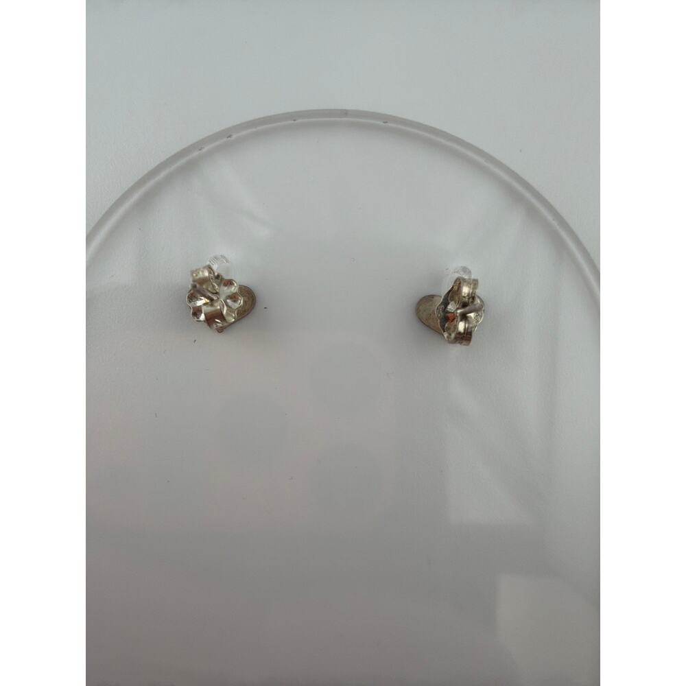 NWT Zina Kao Sterling Silver Heart Stud Earrings Handmade in California - Picture 3 of 4